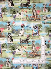 Dog Fabric Puppy Dogs Trees Park Animals A Dog's Life Cotton 3 Wishes By Yard