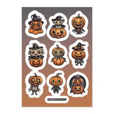 Halloween Pumpkin Sticker Sheet  Cute Horror Self-Adhesive Stickers