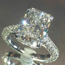 Radiant Cut 3.45Ct Diamond White Gold Finish Engagement Ring Simulated in Size 9