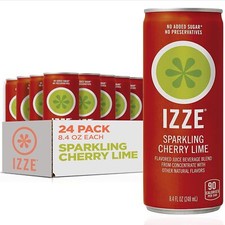 Izze Cherry Lime Sparkling Juice Beverage 24 Pack Of 8.4 Fl Oz Cans Non Gmo