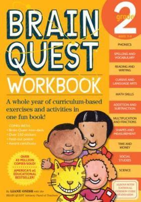 Brain Quest Grade 2 Workbook by Liane Onish NEW AGES 7-8 Paperback SHIPS FAST