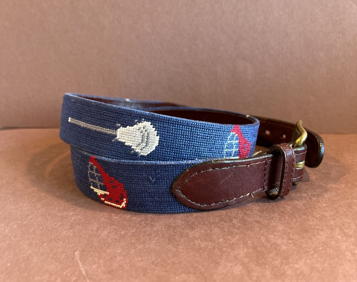 Smathers and Branson Belt with Needlepoint Lacrosse Symbols Size 36 eBay