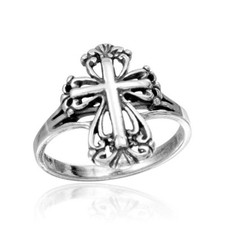 Sterling Silver High Polished Cross Ring