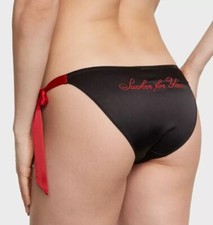 Victoria's Secret Tease Black Sm OR Fuchsia XS Satin Side Tie Cheeky NWT