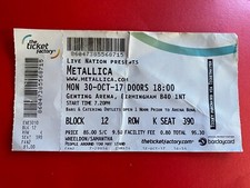 METALLICA TICKET BIRMINGHAM 2017