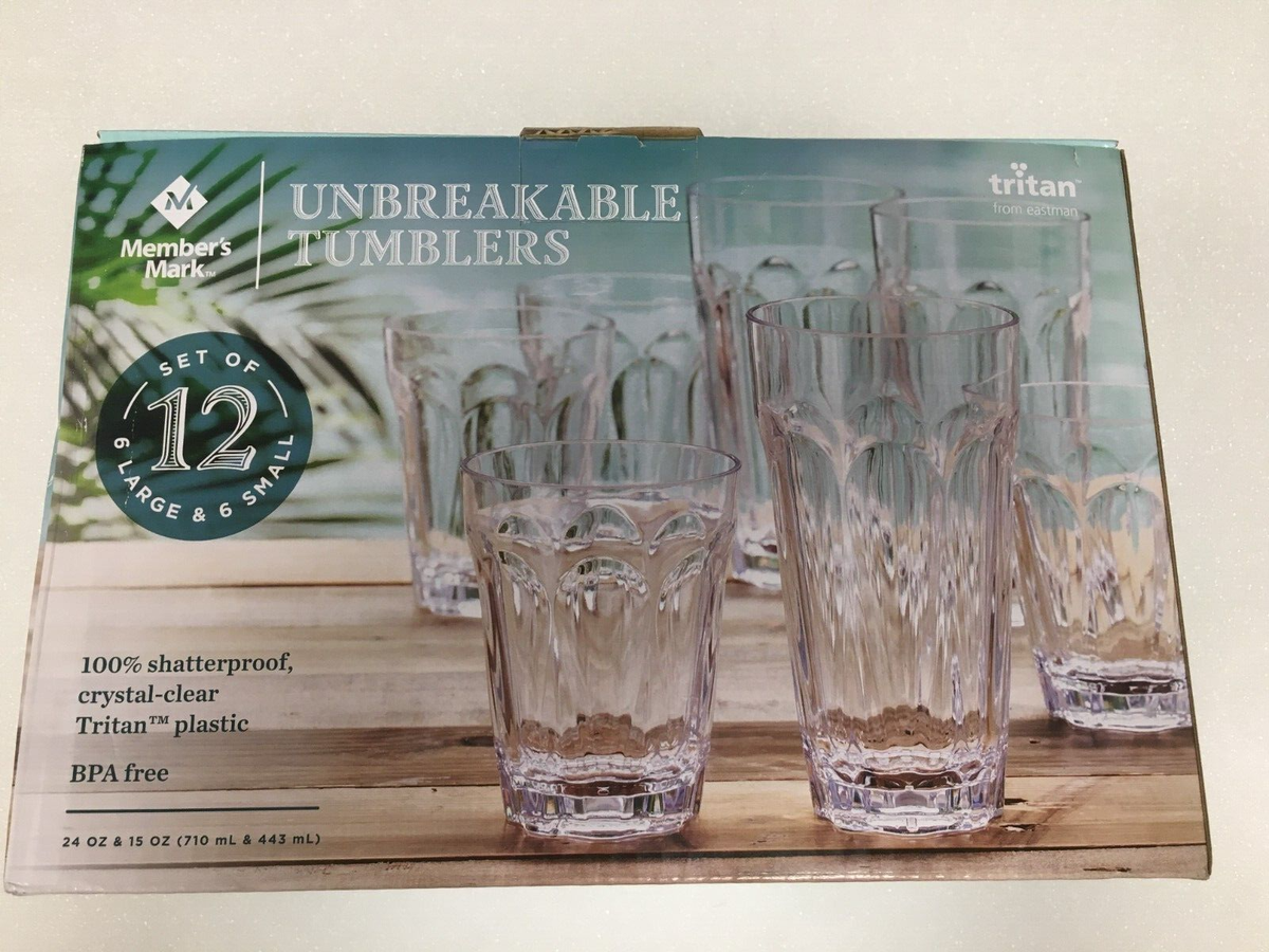 New Tritan Unbreakable Tumblers Clear Color Set of 12 pcs ( 6 Large and 6  Small)