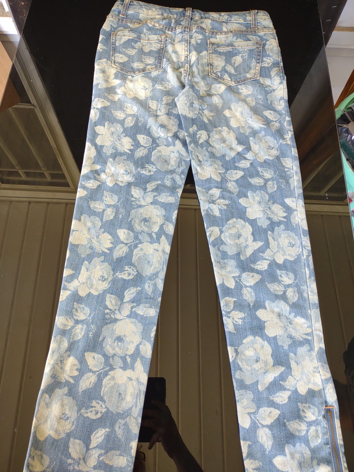 Cherokee Girls 16 Floral Jeans Zipper Ankle Vintage Look