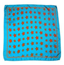 Paul Smith Silk Pocket Square Blue / Orange Pop Art Stars Mid-Century Italy NWT
