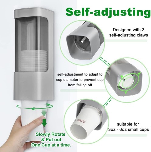 Cup Dispenser Wall Mounted Bathroom Cup Holder, 3oz-5oz Disposable Paper Cup ... - Picture 4 of 11