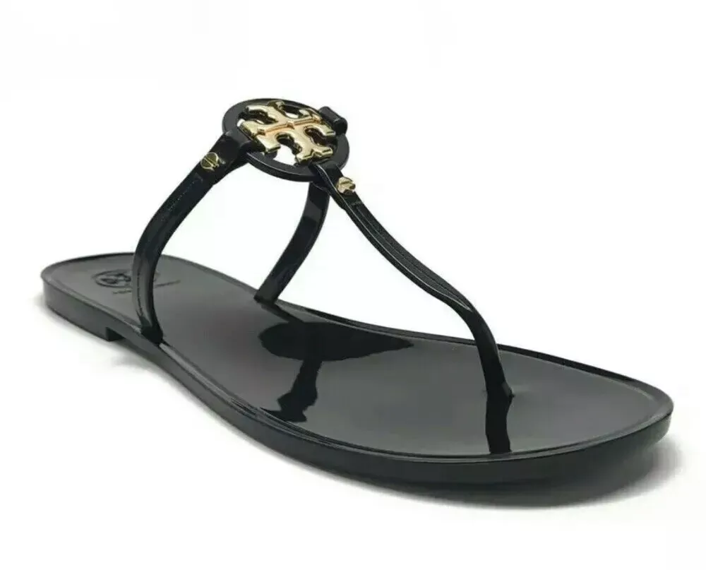 TORY BURCH MINI MILLER JELLY THONG SANDAL BLACK SIZE 7 eBay