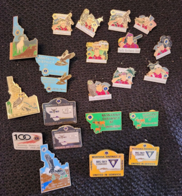 Lions Club Pins 438 Total Montana , Lumberjack, Alaska , Idaho , Wyoming