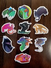 STICKERS x 10 Dragon Mythical Dragons Animation Cartoon Fantasy Sticker DRA5
