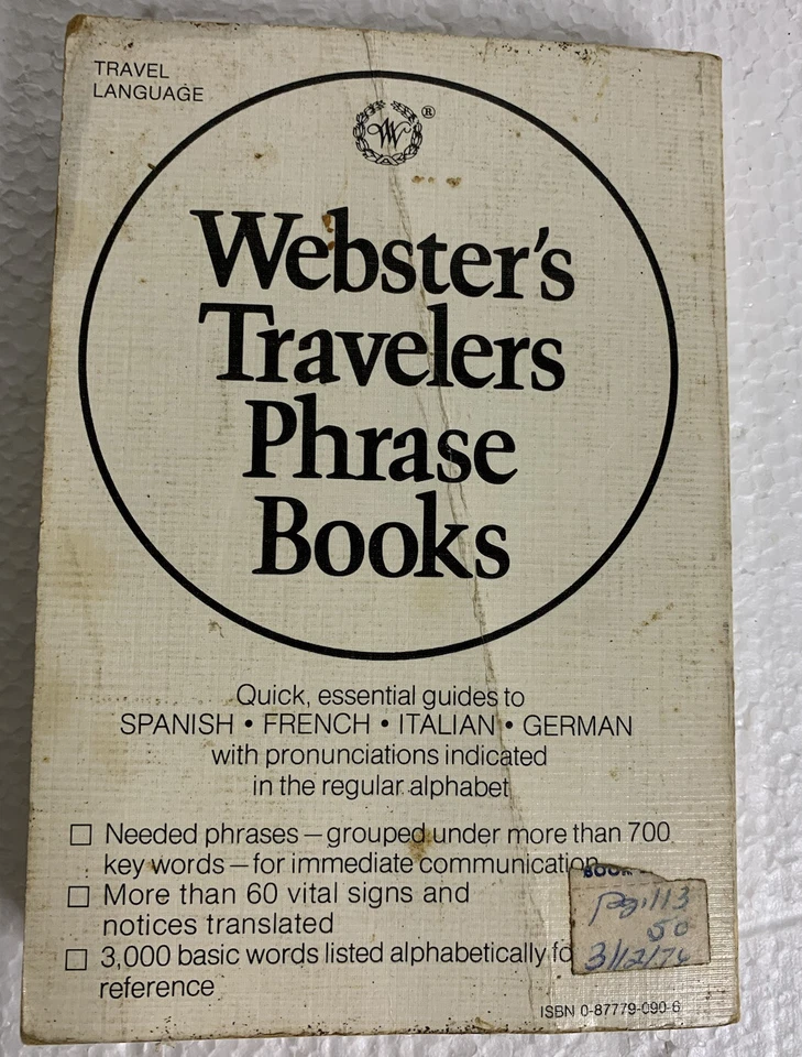 Merriam Webster English French 1971 First Ed Dictionary Travelers Phrase Book - Image 4 of 4
