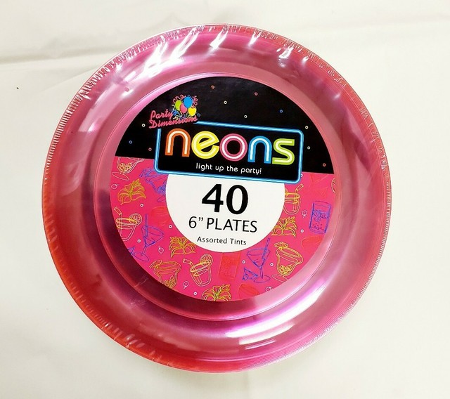 6" Neon Assorted Hard Plastic Plates 40 Count eBay