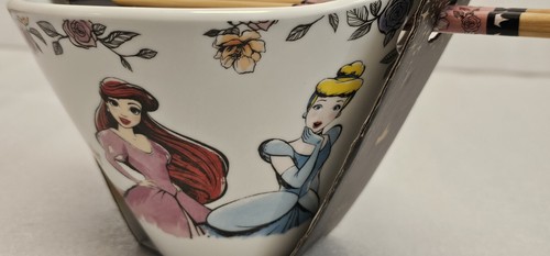 Disney Princess Ramen Noodle Bowl + Chopsticks Cinderella Snow White Ariel Tiana - Picture 4 of 13