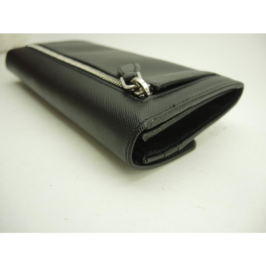 Prada long wallet Saffiano black silver metal fittings 2