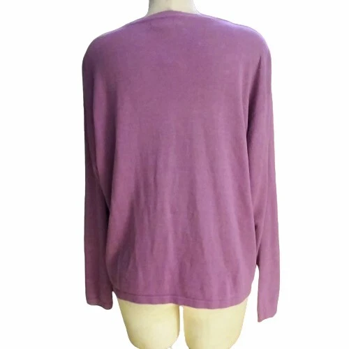 ESKANDAR кардиган свитер женщин OS фиолетовый льняной смеси трикотажа коробка классический роскошь - Изображение 4 из 4