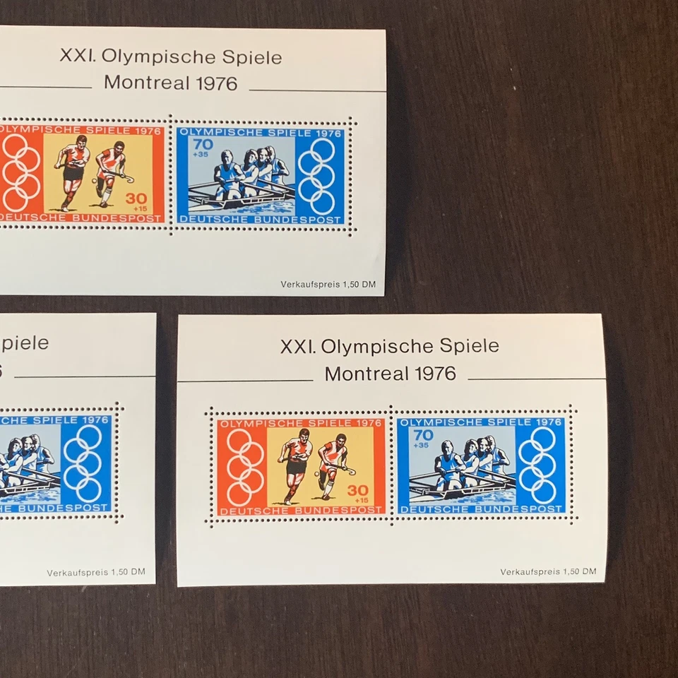 LOTE DE 5 HOJAS DE RECUERDO ALEMANIA 1976 SELLOS REMO SIN USAR Foto 4 de 4