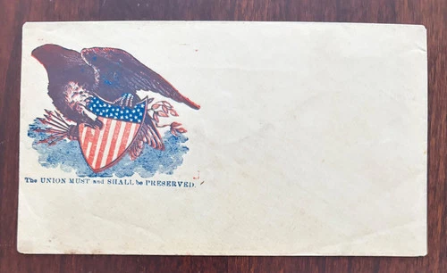 c1860's Civil War Patriotic Cover Eagle with Shield Flag