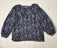 Style & Co Blouse Top Womens Large Blue White Tunic Long Sleeve