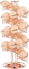 Toplife Spiral Design Metal Egg Skelter Dispenser Rack, Storage Rose Gold 