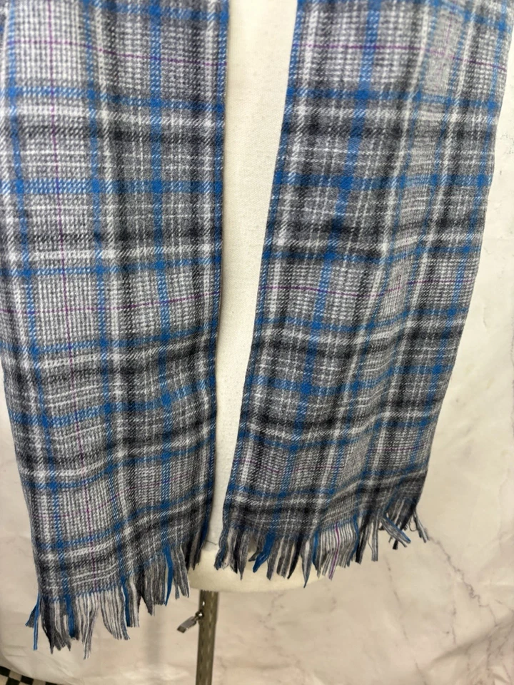 Bufanda a Cuadros Pendleton Vintage Años 70 100% Lana Virgen 9"x60” EE. UU. Azul Preppy Retro Foto 3 de 4