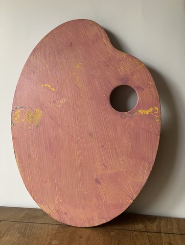Vintage artist palette painting painter paint wood old oval possible table top
