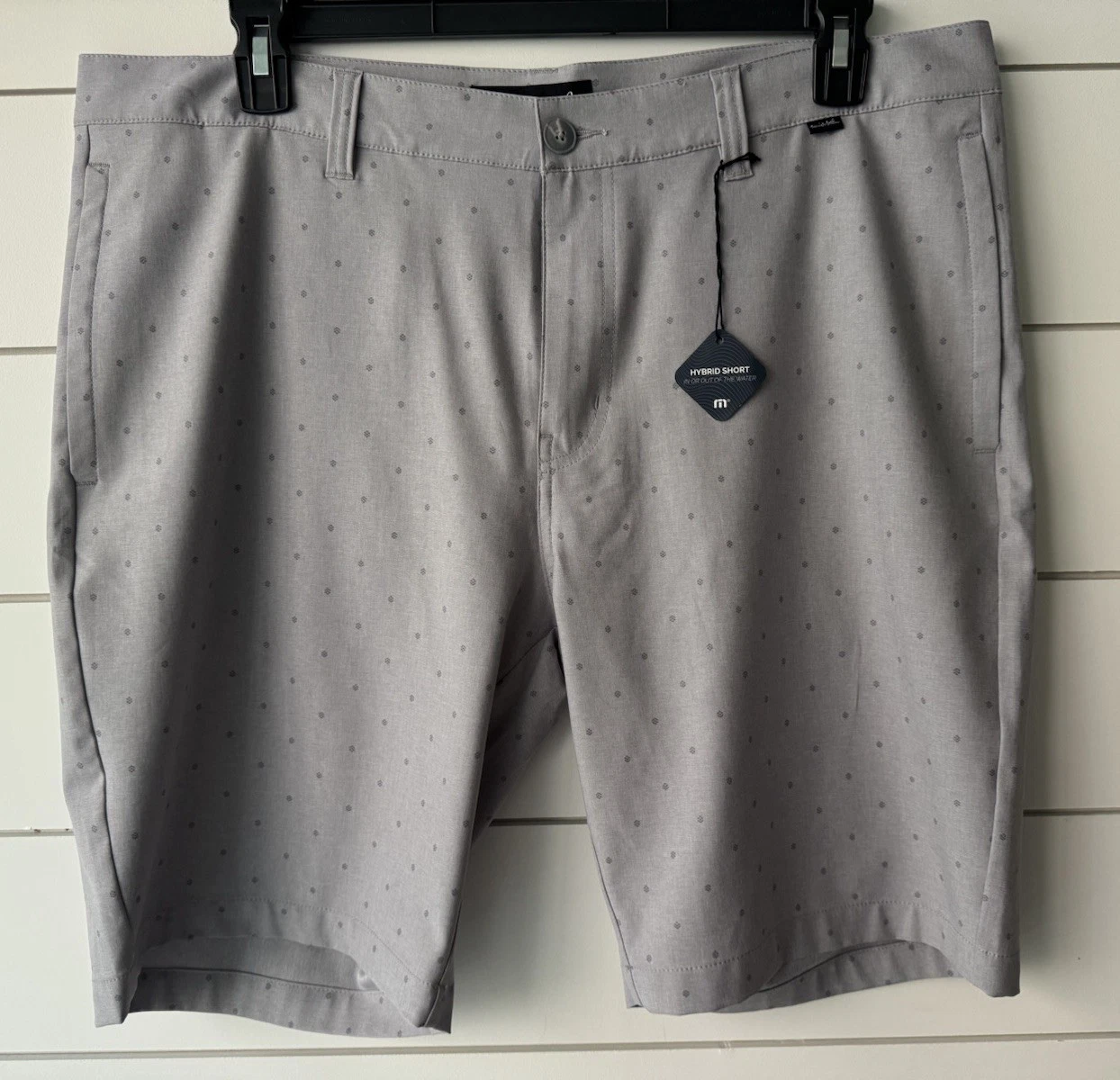 Travis Mathew Golf Shorts Men 38 Gray Prestige Performance Stretch Hybrid Shorts