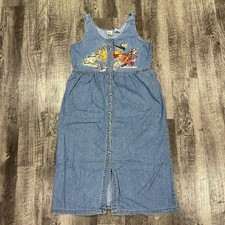 Vintage Disney Catalog Winnie the Pooh Midi Denim Jumper Dress Size: L