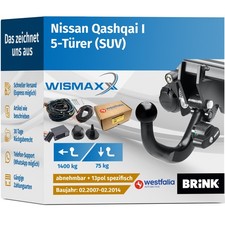 ANHÄNGERKUPPLUNG für Nissan Qashqai I 07-14 abnehmbar BRINK +13pol E-Satz SPEZ