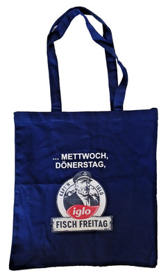 Tasche Stoff Tragetasche Käpt`n  IGLO Fisch Freitag blau 38x41x9 cm SAMMLER