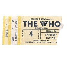 The Who Farewell Tour 1982 Ticket Stub Some Writing On Back