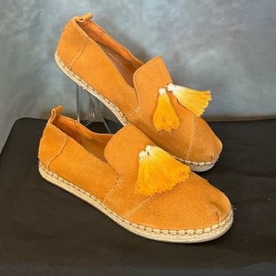 TOMS Deconstructed Alpargata Rope Suede Espadrille with Tassels Orange Size 8.5