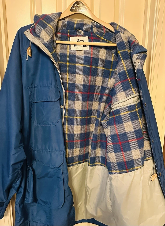 Винтажный Woolrich Chore дождевик мужской большой полный молнии с капюшоном зеленый - Изображение 4 из 4