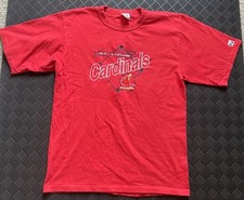 Vintage 90s Logo 7 St Louis Cardinals Embroidered T Shirt MLB Baseball Size M