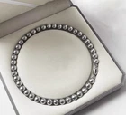 18"9-10mm genuine south sea round silver gray pearl necklace new