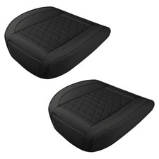 Luxury Faux Leather Car Seat Cover, Anti-Slip Waterproof Universal 2PCS Black