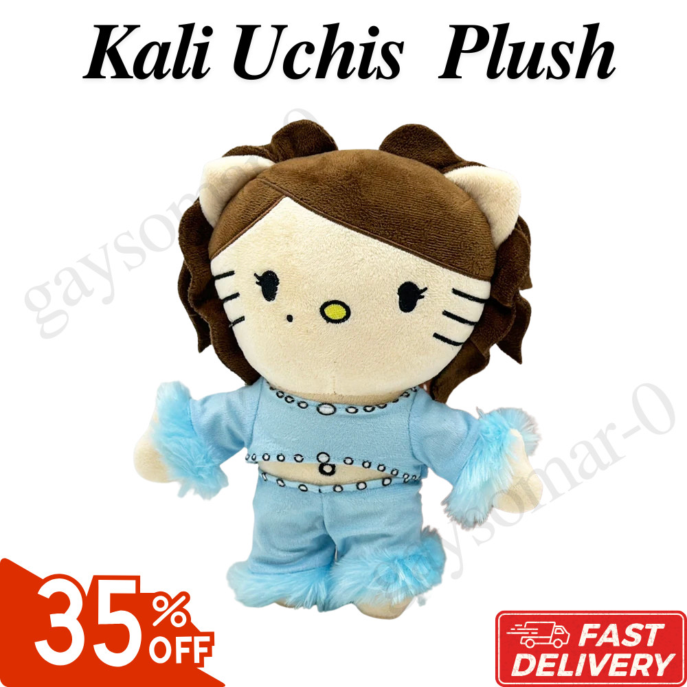 Hello Kitty As KALI UCHIS Singer Blue Plush Doll Stuffed Figure Plush Toys 25cm