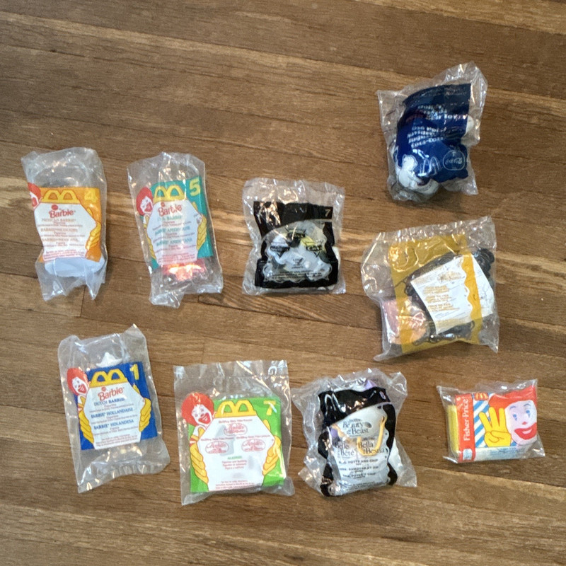 McDonald's 1990’s Vintage Happy Meal Toys Barbie, Walt Disney, Cars, Coke Bear