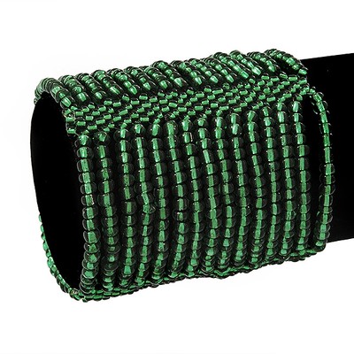 Stretcharmband mit grünen Glasperlen - 19 cm L