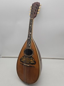 Vintage Antique Bowl-Back Mandolin Mother Of Pearl Inlay