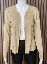 Ann Taylor Women's M Brown Sweater Silk Cardigan Casual Grandma Chic Outdoor