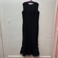 Tadashi Shoji Too Black Sleeveless Gown Mesh Striped Sheer Panel Dress 1X