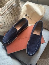 Loro Piana Navy Suede Summer Walk Men's Loafers EU 45 Uk 10