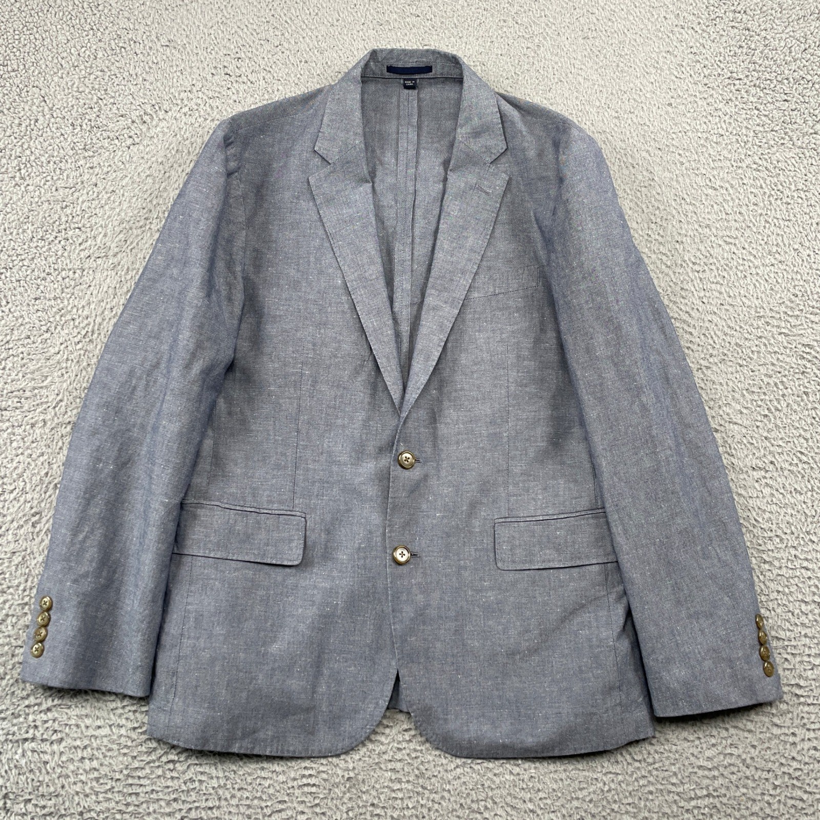 J.Crew Blazer Mens 40S Blue Ludlow Baird McNutt Irish Linen Cotton Sport Coat