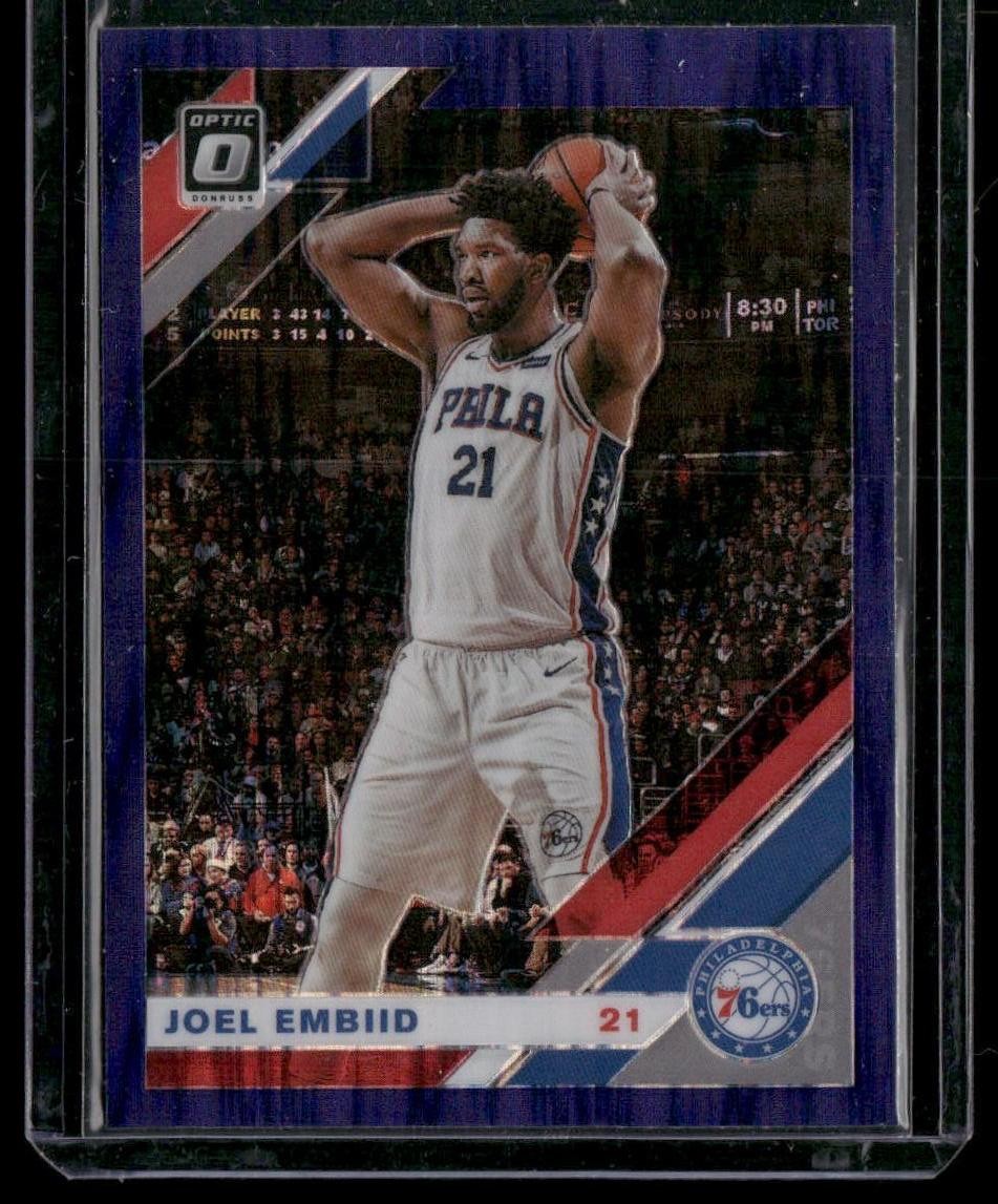 2019-20 Donruss Optic #95 Joel Embiid Purple Shock