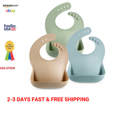 Silicone Baby Bibs Waterproof Soft Unisex 10-72 Months Set of 3