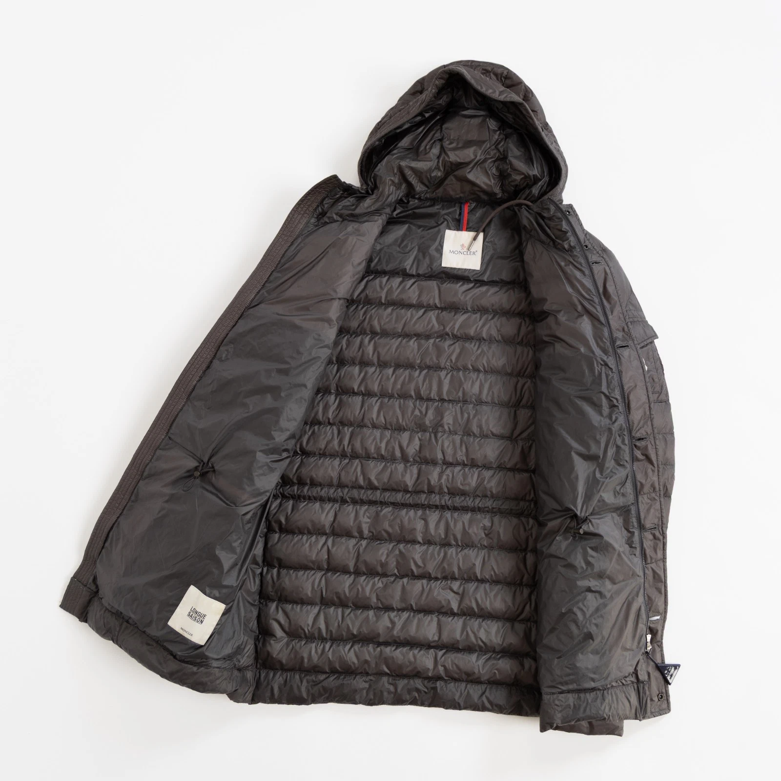 Moncler Benjamin Giubbotto Mens Brown Gray Down Puffer Jacket Hooded Quilted image 4