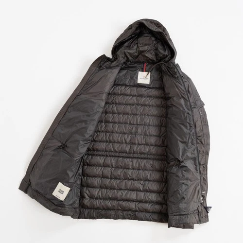 Moncler Benjamin Giubbotto Mens Brown Gray Down Puffer Jacket Hooded Quilted image 4