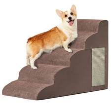Dog Stairs for Small Dogs 22.6" H, Dog Ramp for Bed, 5-Step, Coffee Dog Ste...